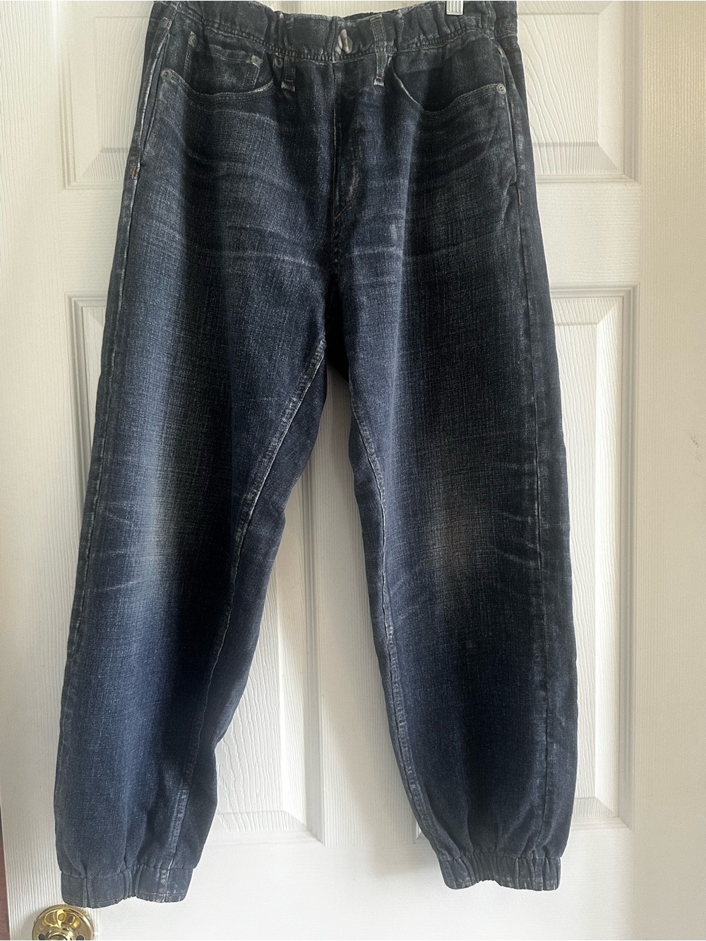 rag & bone Dark Blue Relaxed Elastic Cuff Jeans - Picture 3 of 5